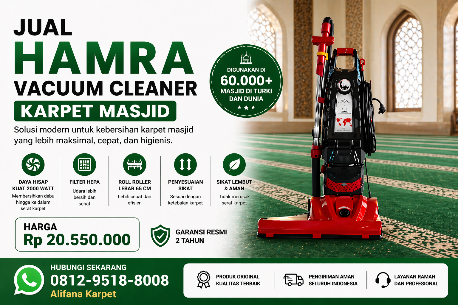 Hamra Vacuum Cleaner Karpet Masjid alifana