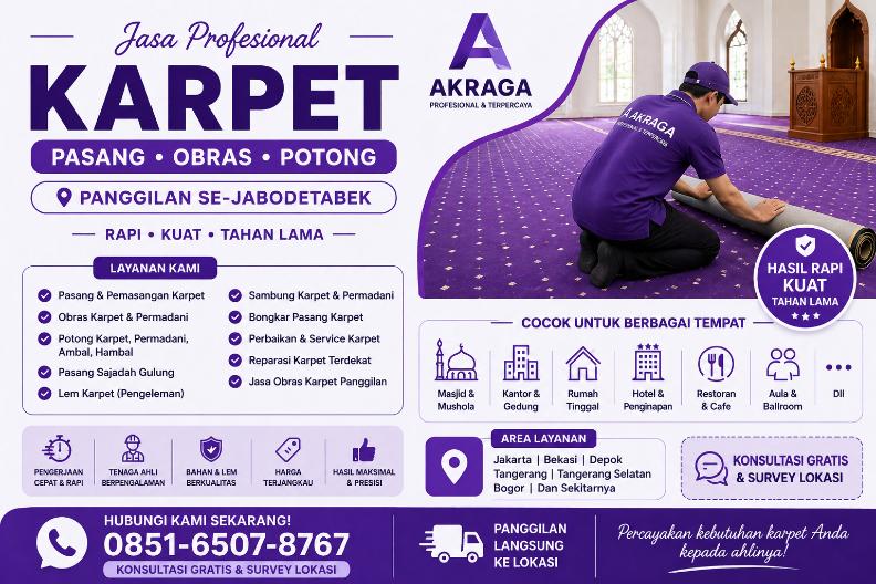 jasa pasang obras karpet panggilan alifana