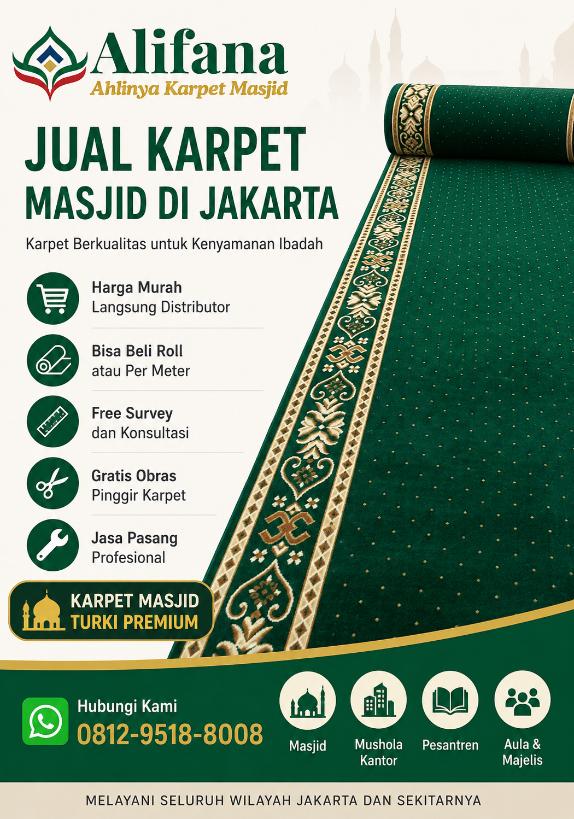 Jual Karpet Masjid di Jakarta – Alifana Karpet | Harga Murah, Free Survey & Jasa Pasang
